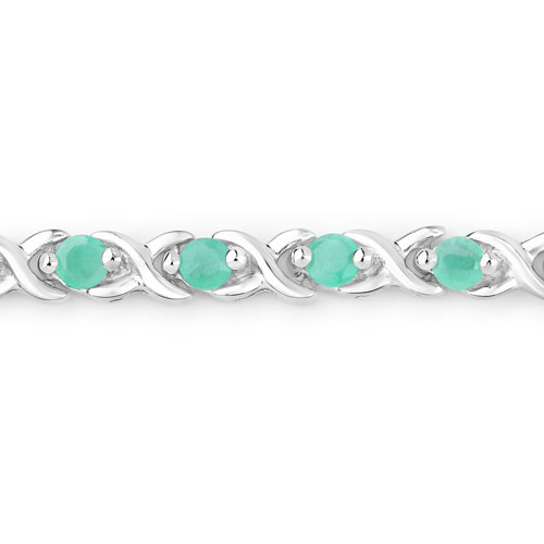 1.65 Carat Genuine Emerald .925 Sterling Silver Bracelet