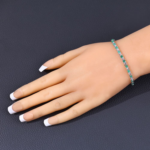 1.65 Carat Genuine Emerald .925 Sterling Silver Bracelet