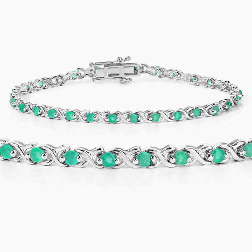 1.65 Carat Genuine Emerald .925 Sterling Silver Bracelet
