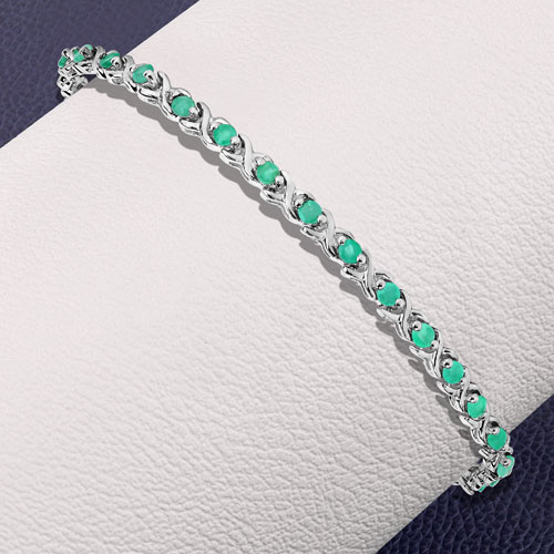 1.65 Carat Genuine Emerald .925 Sterling Silver Bracelet