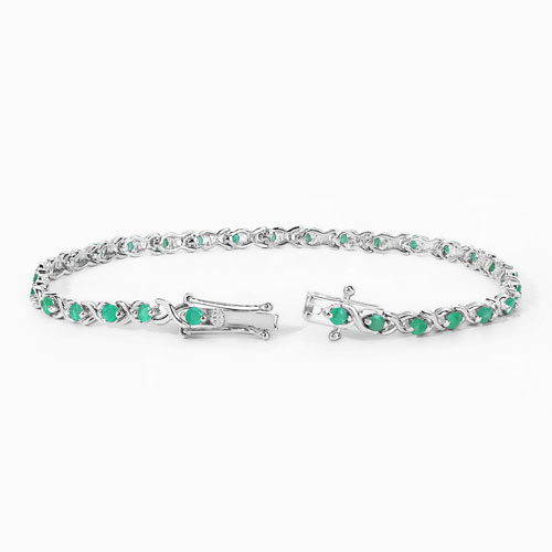 1.65 Carat Genuine Emerald .925 Sterling Silver Bracelet