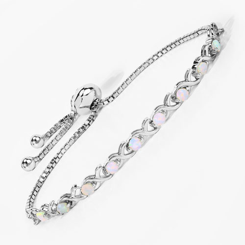 0.81 Carat Genuine Ethiopian Opal .925 Sterling Silver Bracelet
