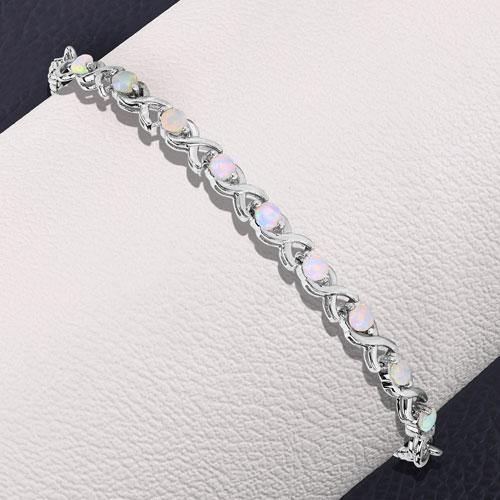 0.81 Carat Genuine Ethiopian Opal .925 Sterling Silver Bracelet
