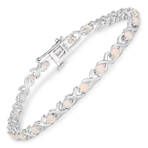 Bracelets-2.16 Carat Genuine Ethiopian Opal .925 Sterling Silver Bracelet