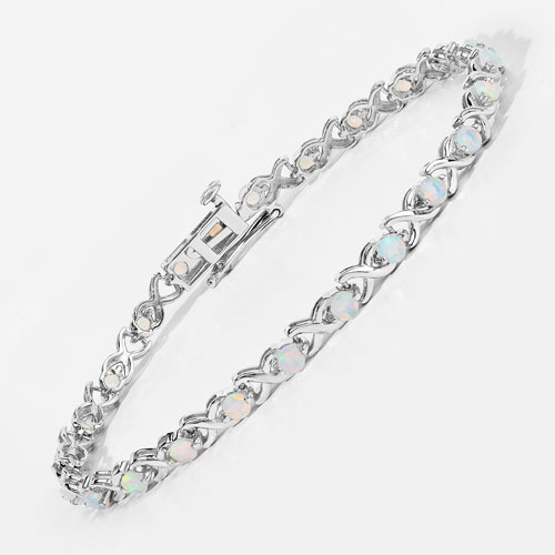 2.16 Carat Genuine Ethiopian Opal .925 Sterling Silver Bracelet