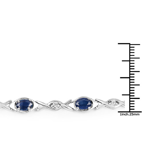 4.50 Carat Genuine Blue Sapphire and White Topaz .925 Sterling Silver Bracelet