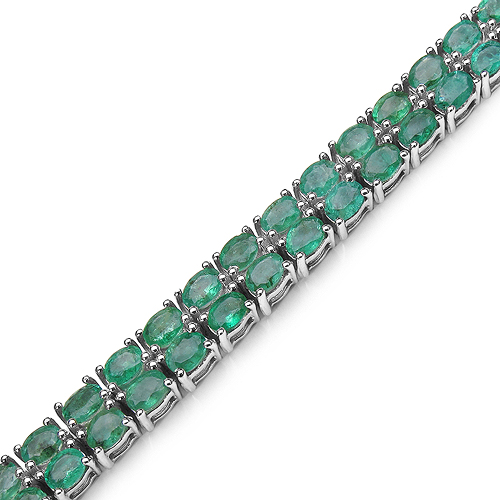 11.70 Carat Genuine Emerald .925 Sterling Silver Bracelet