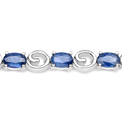 7.68 Carat Genuine Blue Sapphire .925 Sterling Silver Bracelet