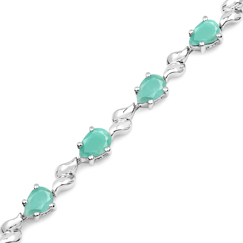 4.68 Carat Genuine Emerald .925 Sterling Silver Bracelet