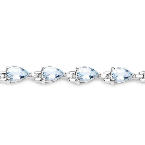 7.00 Carat Genuine Aquamarine .925 Sterling Silver Bracelet