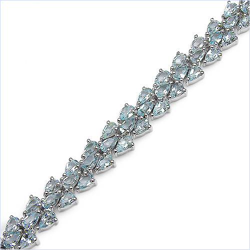 21.50 Carat Genuine Blue Topaz .925 Sterling Silver Bracelet