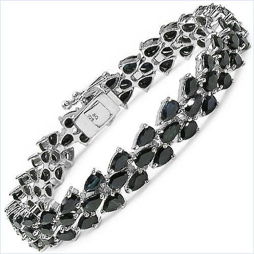 20.70 Carat Genuine Black Sapphire Sterling Silver Bracelet