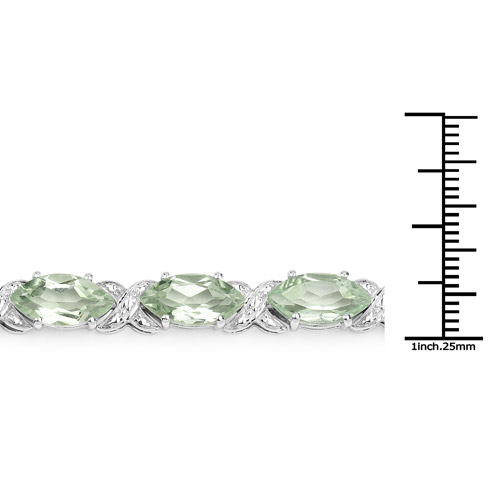 22.75 Carat Genuine Green Amethyst .925 Sterling Silver Bracelet