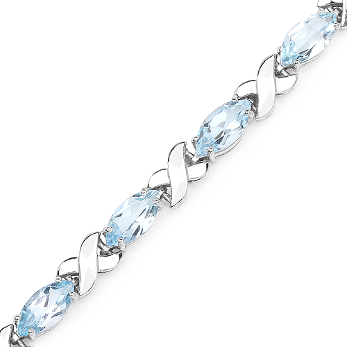 13.20 Carat Genuine Blue Topaz .925 Sterling Silver Bracelet