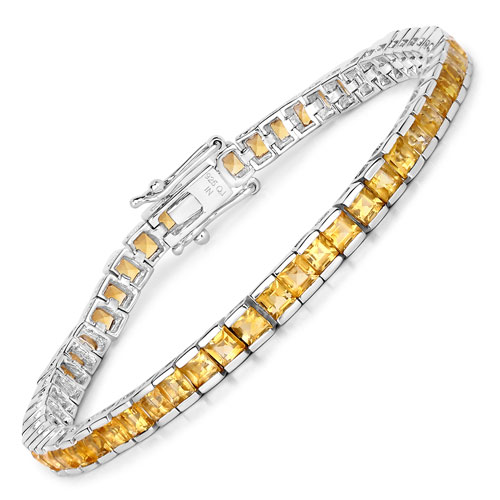 Bracelets-8.25 Carat Genuine Citrine .925 Sterling Silver Bracelet