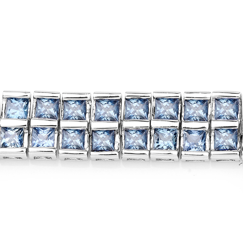 9.52 Carat Genuine Blue Sapphire .925 Sterling Silver Bracelet