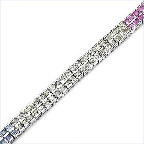 9.50 Carat Genuine Multi sapphire Sterling Silver Bracelet