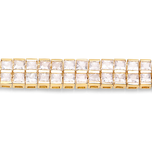 14K Yellow Gold Plated 9.52 Carat Genuine Blue Sapphire and White Sapphire .925 Sterling Silver Bracelet