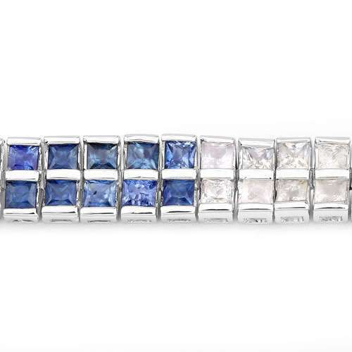 9.52 Carat Genuine Multi Sapphire .925 Sterling Silver Bracelet