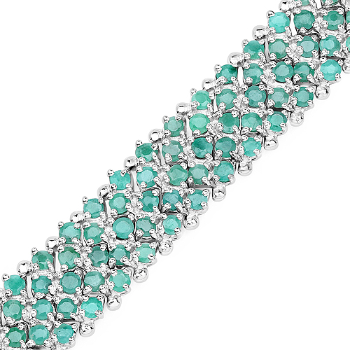 10.73 Carat Genuine Emerald .925 Sterling Silver Bracelet