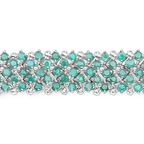 10.73 Carat Genuine Emerald .925 Sterling Silver Bracelet