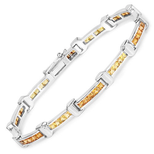 Bracelets-6.48 Carat Genuine Multi Sapphire .925 Sterling Silver Bracelet