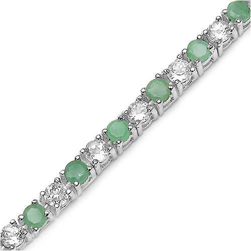 5.51 Carat Genuine Emerald .925 Sterling Silver Bracelet