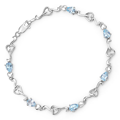 Bracelets-2.88 Carat Genuine Blue Topaz .925 Sterling Silver Bracelet