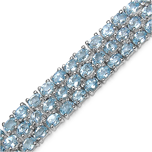 26.20 Carat Genuine Blue Topaz .925 Sterling Silver Bracelet