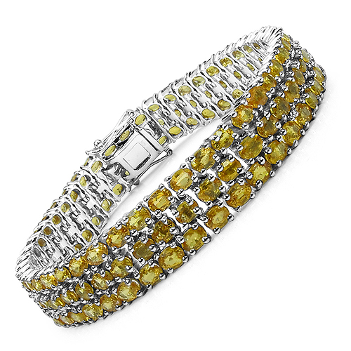 32.75 Carat Genuine Yellow Sapphire .925 Sterling Silver Bracelet