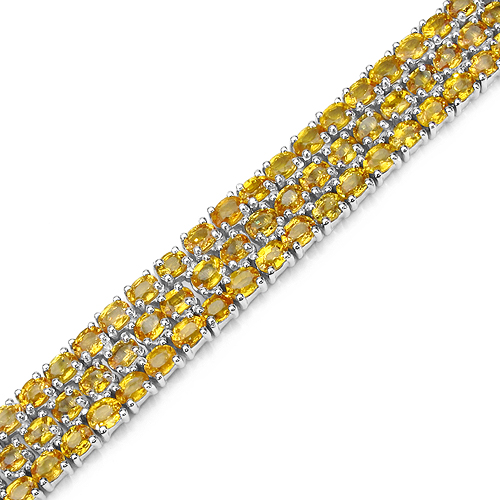 32.75 Carat Genuine Yellow Sapphire .925 Sterling Silver Bracelet
