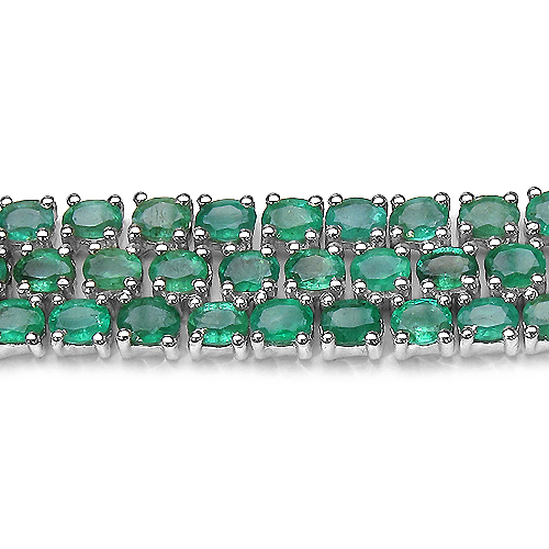 19.65 Carat Genuine Emerald .925 Sterling Silver Bracelet
