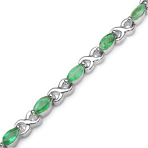 2.60 Carat Genuine Emerald Sterling Silver Bracelet