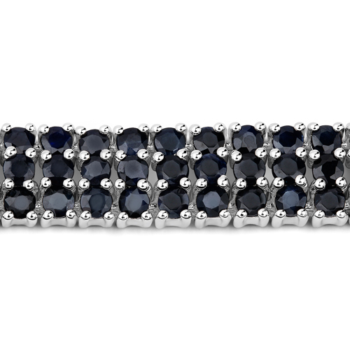 10.62 Carat Genuine Blue Sapphire .925 Sterling Silver Bracelet