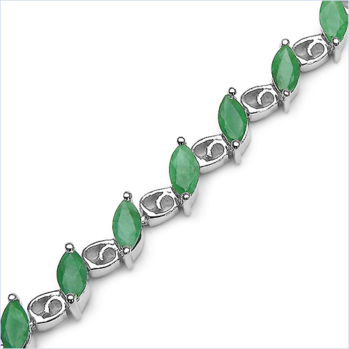 5.04 Carat Genuine Emerald .925 Sterling Silver Bracelet