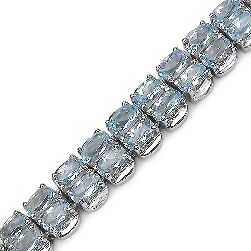 18.00 Carat Genuine Blue Topaz .925 Sterling Silver Bracelet