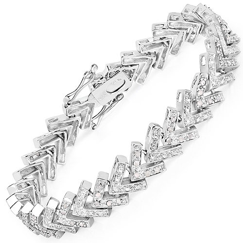 0.90 Carat Genuine White Diamond .925 Sterling Silver Bracelet