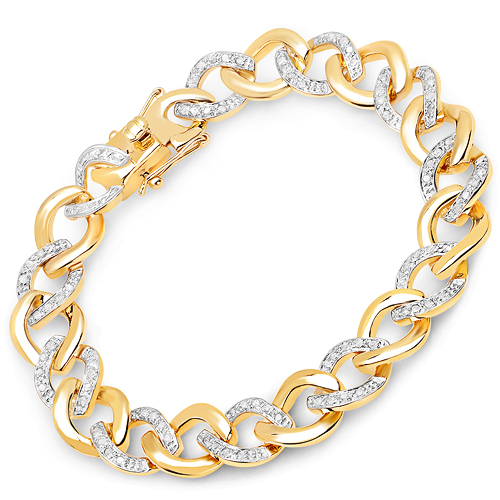 Bracelets-0.70 Carat Genuine White Diamond .925 Sterling Silver Bracelet