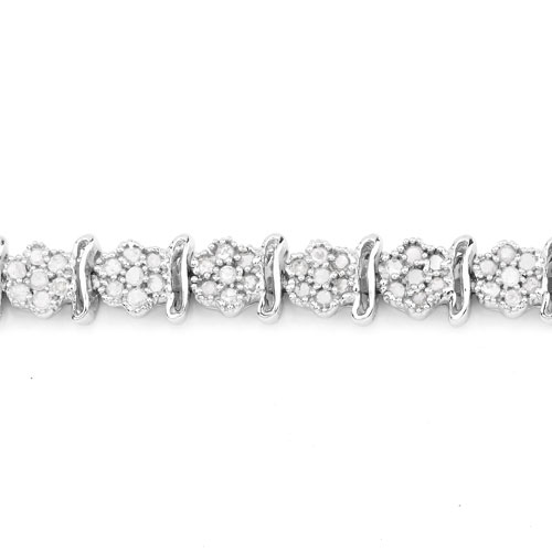 1.80 Carat Genuine White Diamond .925 Sterling Silver Bracelet