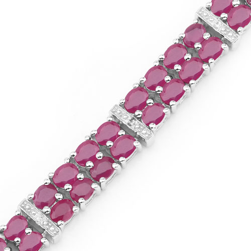 17.65 Carat Glass Filled Ruby and White Topaz .925 Sterling Silver Bracelet