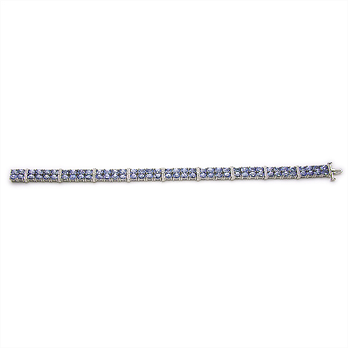 12.97 Carat Genuine Tanzanite and White Topaz .925 Sterling Silver Bracelet