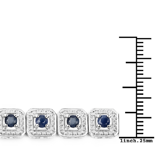 2.88 Carat Genuine Blue Sapphire .925 Sterling Silver Bracelet