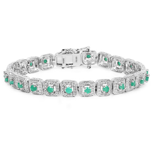2.40 Carat Genuine Emerald .925 Sterling Silver Bracelet