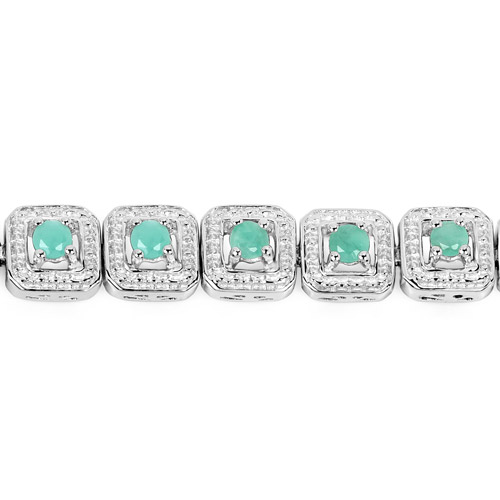 2.40 Carat Genuine Emerald .925 Sterling Silver Bracelet