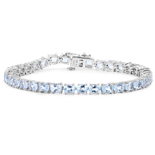 Bracelets-18.00 Carat Genuine Blue Topaz .925 Sterling Silver Bracelet