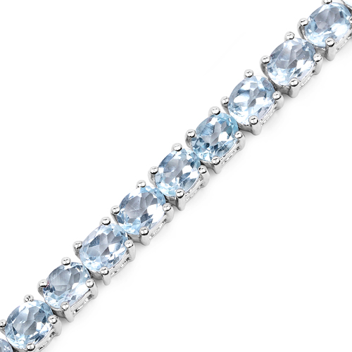 18.00 Carat Genuine Blue Topaz .925 Sterling Silver Bracelet