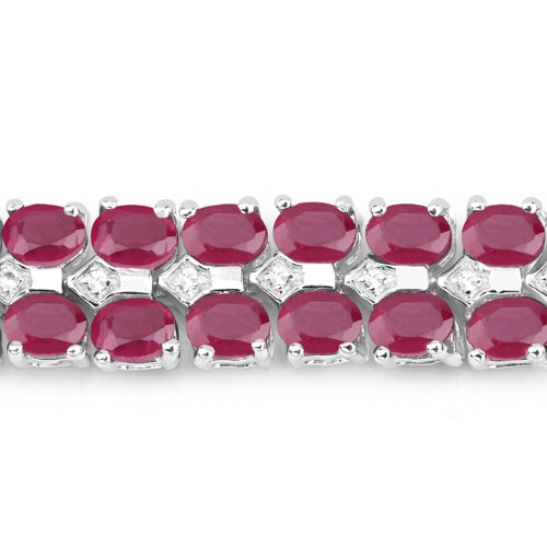 20.03 Carat Glass Filled Ruby and White Topaz .925 Sterling Silver Bracelet
