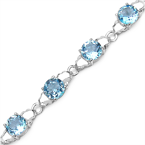 14.80 Carat Genuine Blue Topaz Sterling Silver Bracelet