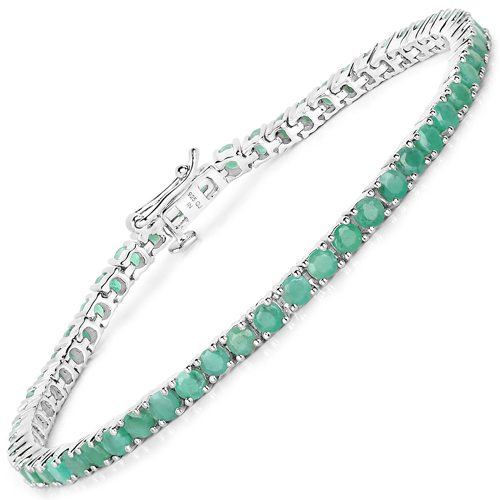 Bracelets-5.50 Carat Genuine Emerald .925 Sterling Silver Bracelet