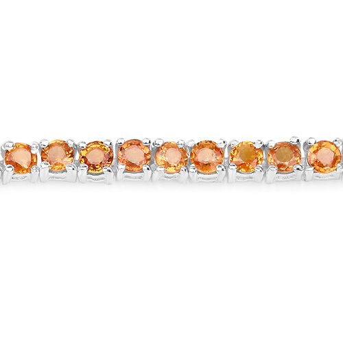 7.70 Carat Genuine Orange Sapphire .925 Sterling Silver Bracelet